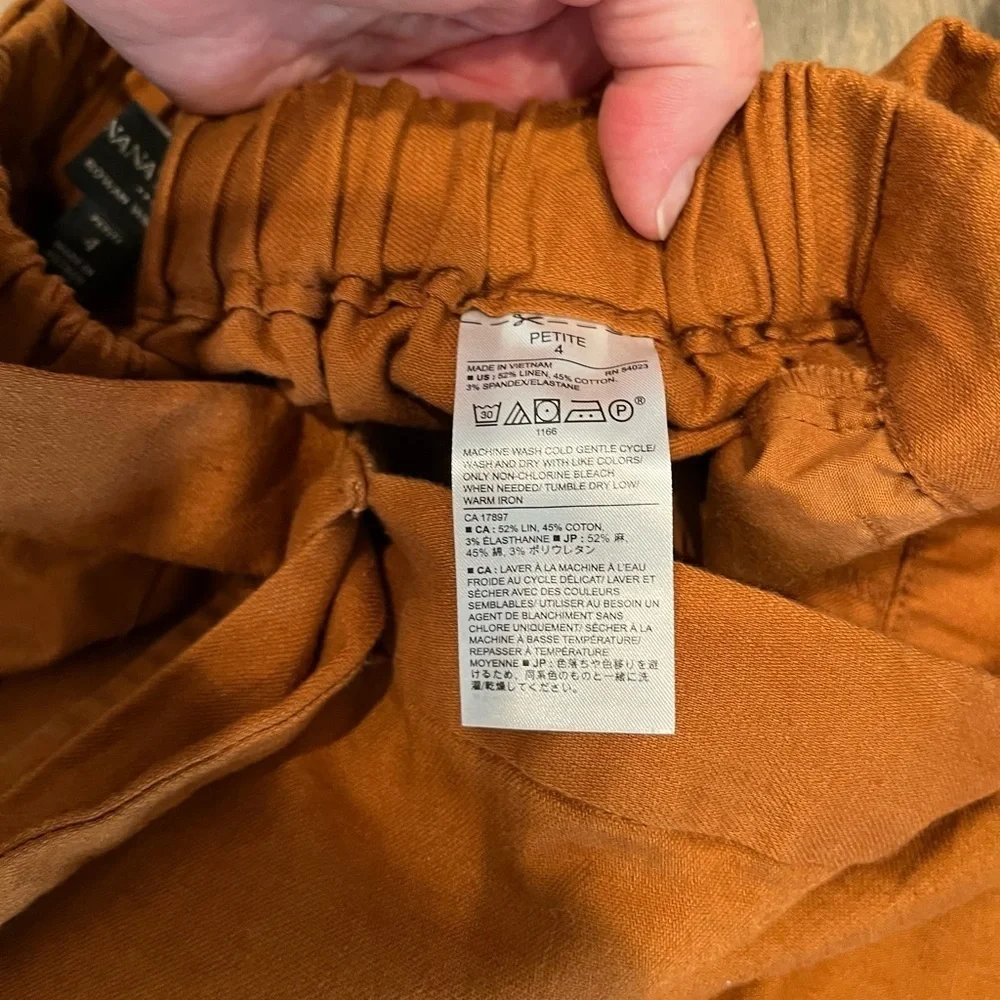 Banana Republic Rowan Wide Leg Crop Linen Blend Pants Size 4 Petite Rust